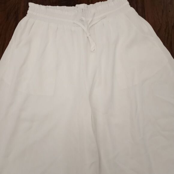 BTFBM WOMAN PALAZZO PANTS W/POCKETS WHITE SZ.M NWOT. - Picture 4 of 7